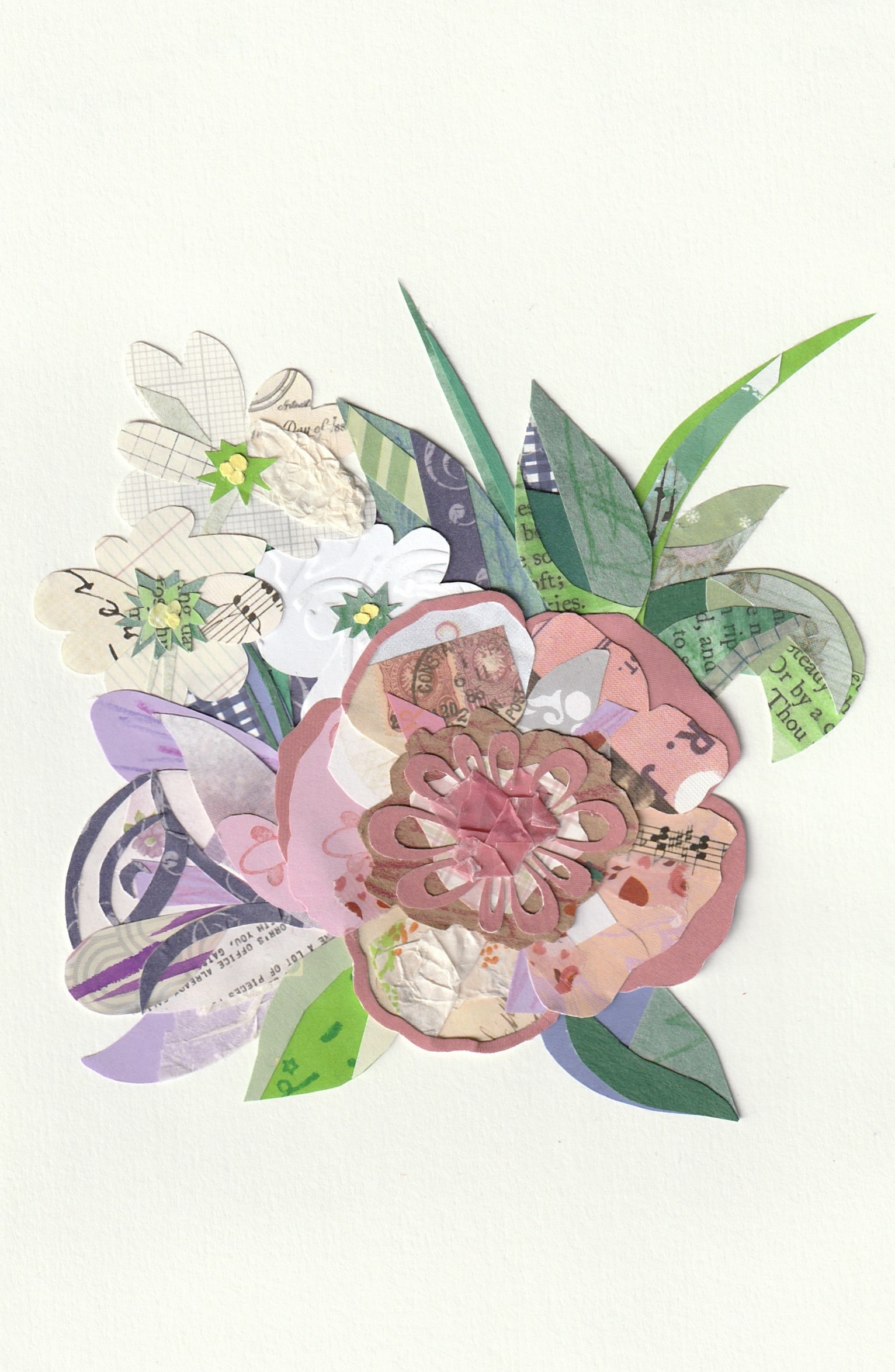 Floral paper collage artwork